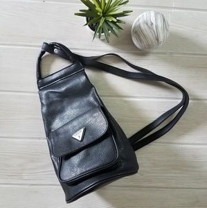Vintage 90s Guess Black Faux Leather Backpack
